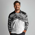 New Zealand Koru Fern Custom Long Sleeve Polo Shirt Simple Taniko Motif