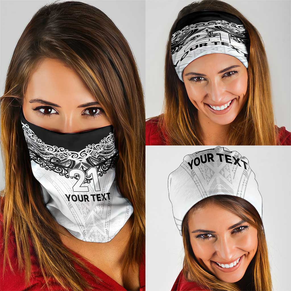 New Zealand Koru Fern Custom Neck Gaiter Simple Taniko Motif - Aussie Hoodie