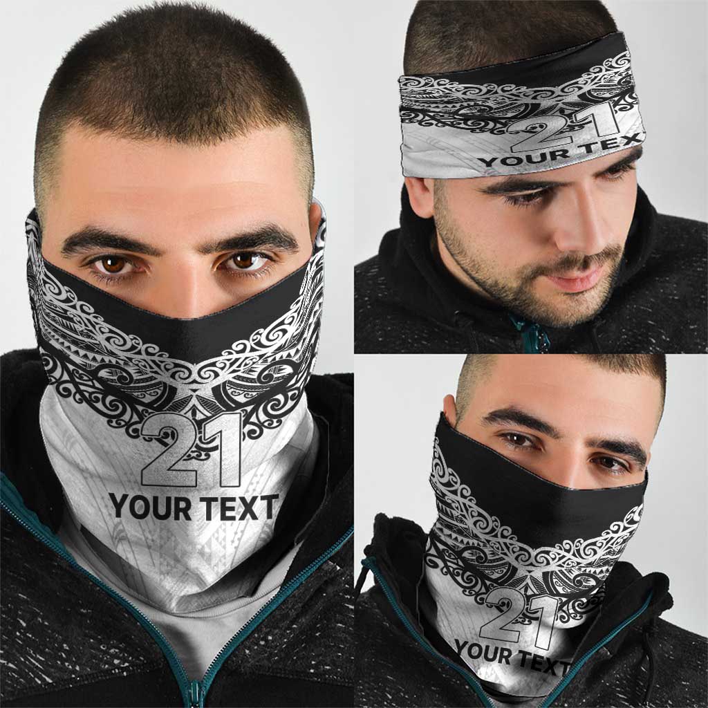 New Zealand Koru Fern Custom Neck Gaiter Simple Taniko Motif - Aussie Hoodie