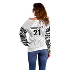 New Zealand Koru Fern Custom Off Shoulder Sweater Simple Taniko Motif