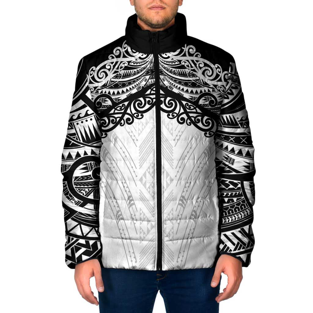 New Zealand Koru Fern Custom Padded Jacket Simple Taniko Motif - Aussie Hoodie