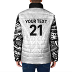 New Zealand Koru Fern Custom Padded Jacket Simple Taniko Motif - Aussie Hoodie