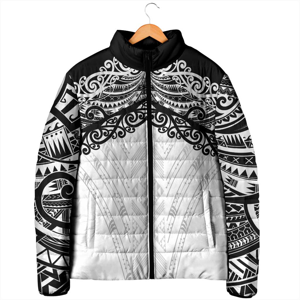 New Zealand Koru Fern Custom Padded Jacket Simple Taniko Motif - Aussie Hoodie