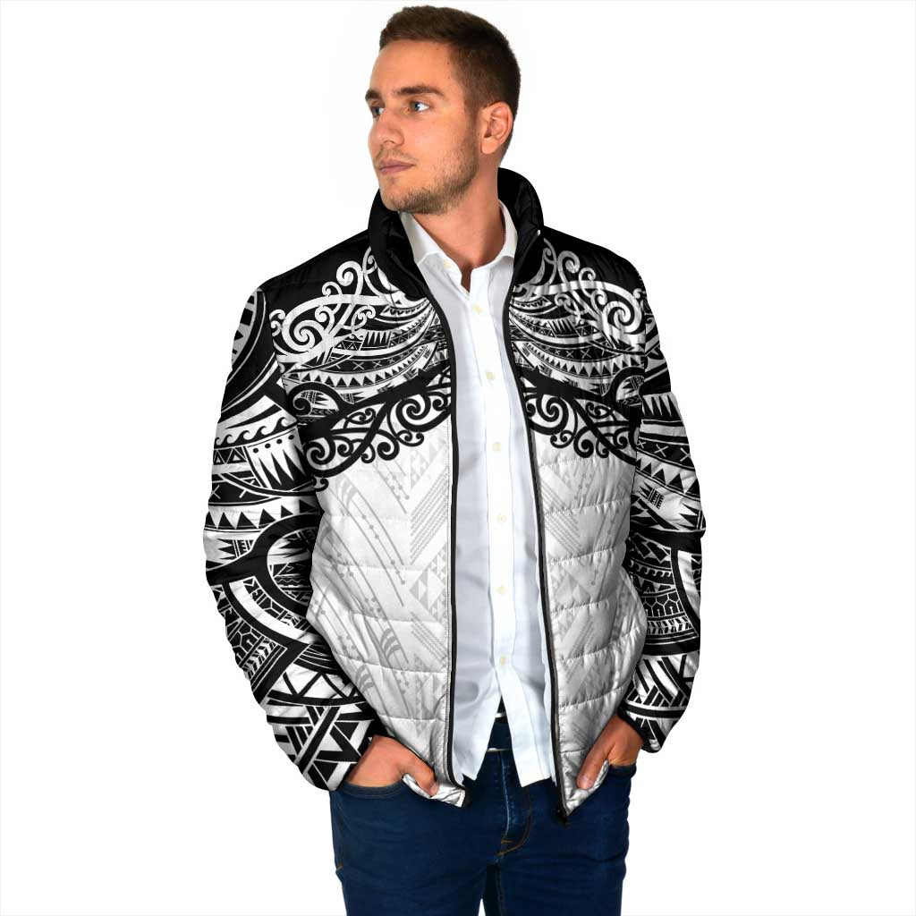 New Zealand Koru Fern Custom Padded Jacket Simple Taniko Motif - Aussie Hoodie