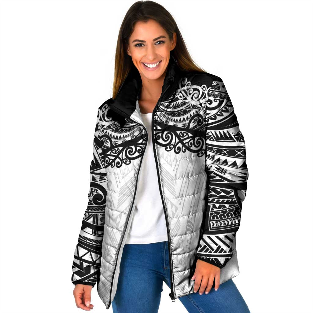 New Zealand Koru Fern Custom Padded Jacket Simple Taniko Motif - Aussie Hoodie