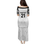New Zealand Koru Fern Custom Puletasi Simple Taniko Motif