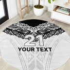 New Zealand Koru Fern Custom Round Carpet Simple Taniko Motif
