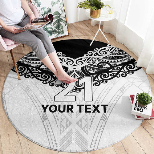 New Zealand Koru Fern Custom Round Carpet Simple Taniko Motif