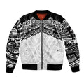 New Zealand Koru Fern Custom Sleeve Zip Bomber Jacket Simple Taniko Motif