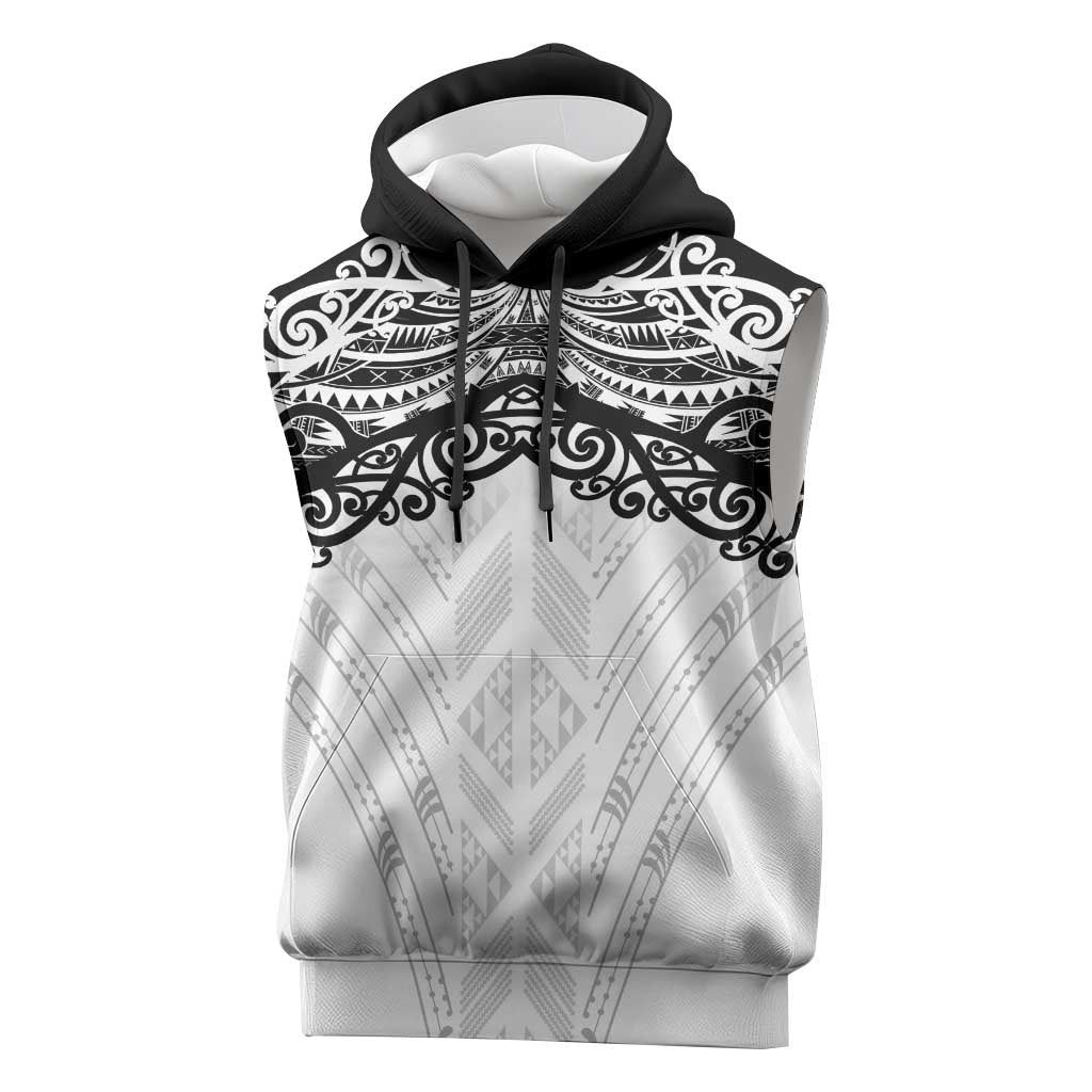 New Zealand Koru Fern Custom Sleeveless Hoodie Simple Taniko Motif - Aussie Hoodie