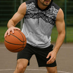 New Zealand Koru Fern Custom Sleeveless Hoodie Simple Taniko Motif - Aussie Hoodie