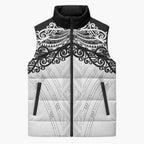 New Zealand Koru Fern Custom Sleeveless Puffer Jacket Simple Taniko Motif - Aussie Hoodie