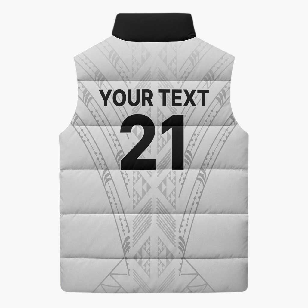 New Zealand Koru Fern Custom Sleeveless Puffer Jacket Simple Taniko Motif - Aussie Hoodie