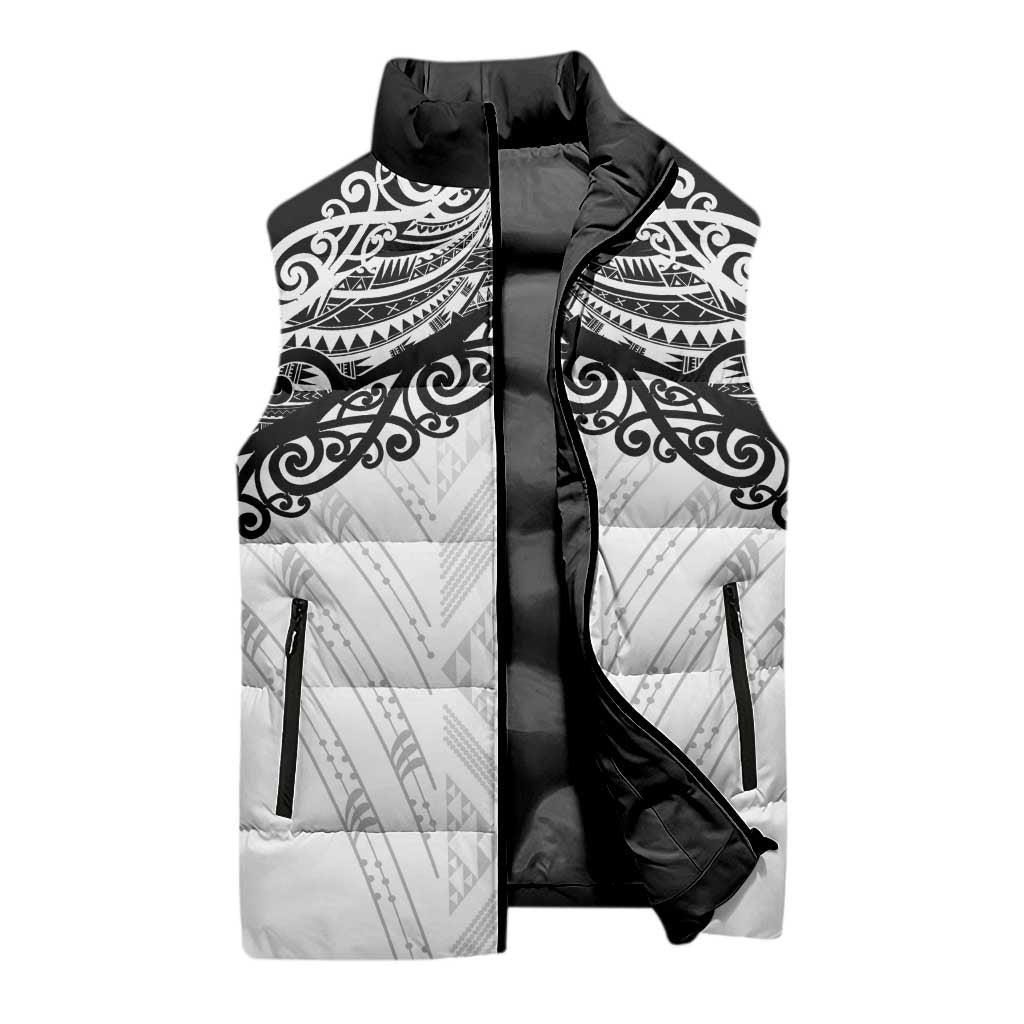 New Zealand Koru Fern Custom Sleeveless Puffer Jacket Simple Taniko Motif - Aussie Hoodie