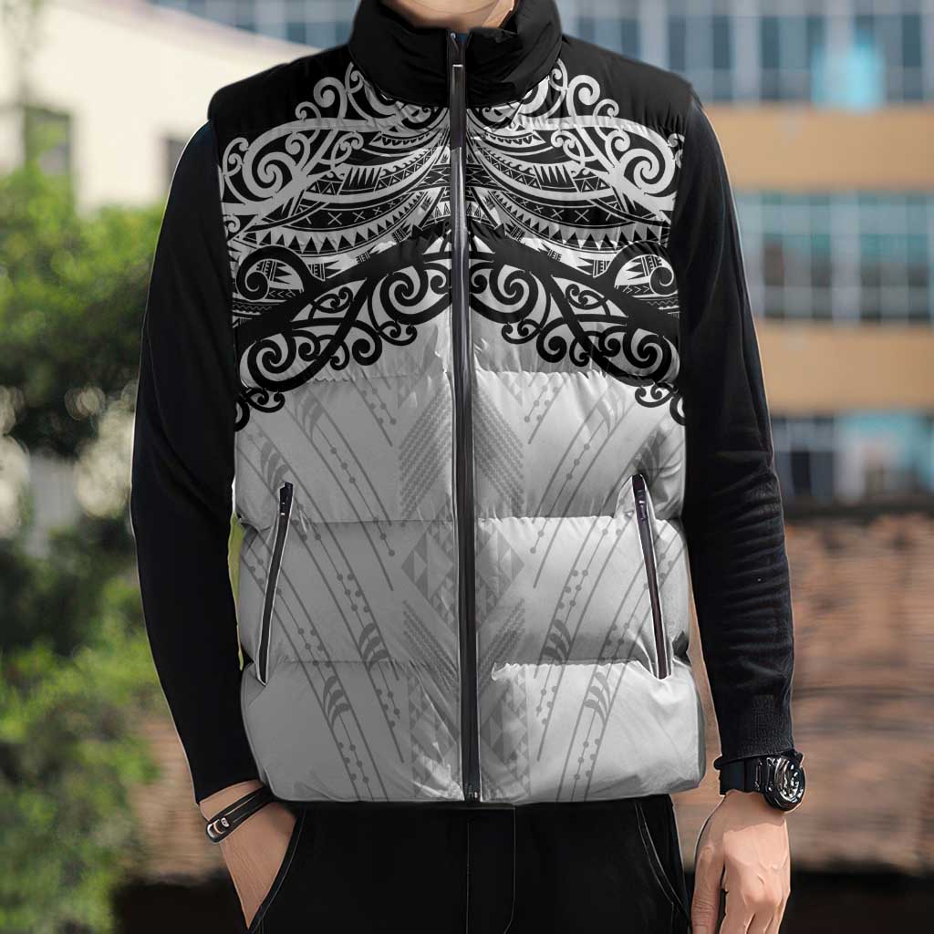 New Zealand Koru Fern Custom Sleeveless Puffer Jacket Simple Taniko Motif - Aussie Hoodie