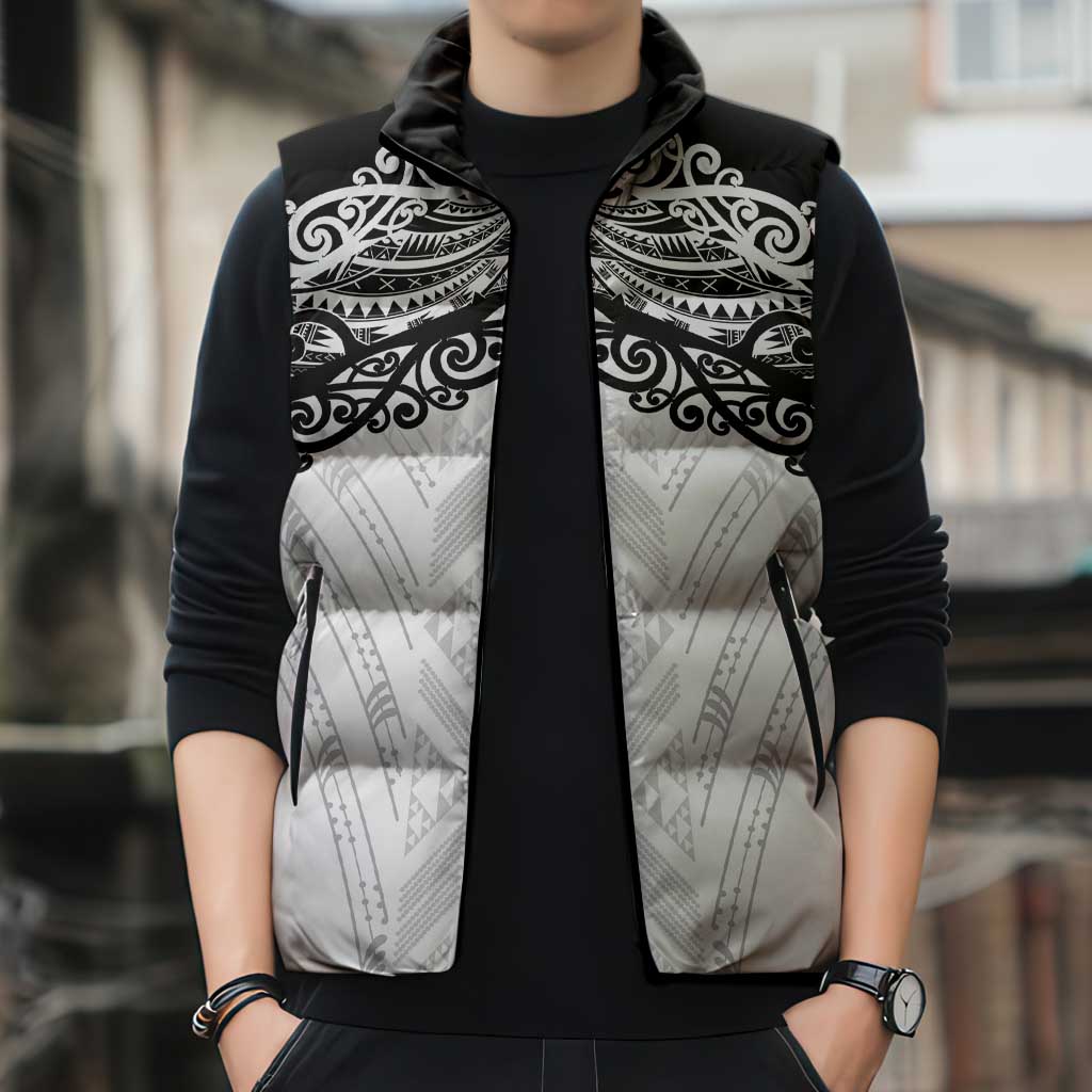 New Zealand Koru Fern Custom Sleeveless Puffer Jacket Simple Taniko Motif - Aussie Hoodie