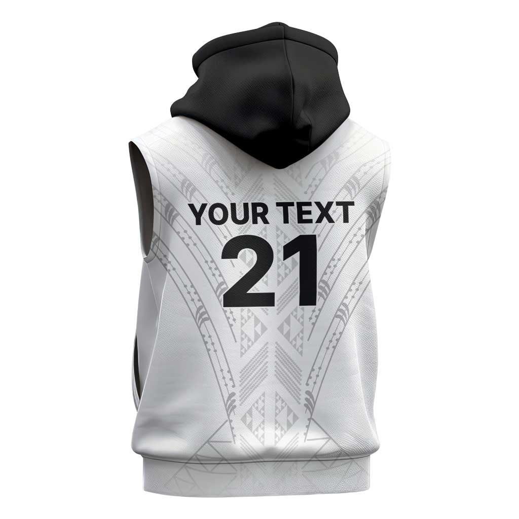 New Zealand Koru Fern Custom Sleeveless Zip Hoodie Simple Taniko Motif - Aussie Hoodie
