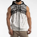 New Zealand Koru Fern Custom Sleeveless Zip Hoodie Simple Taniko Motif LT9