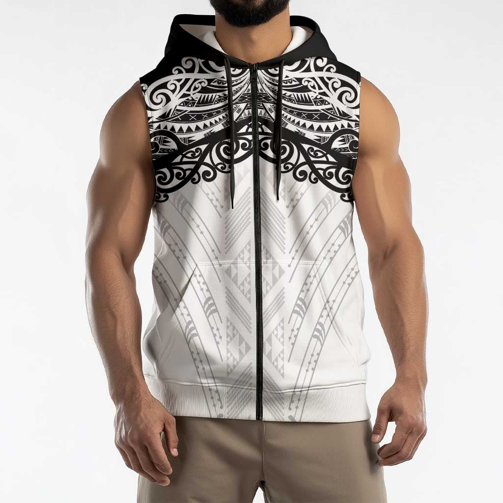 New Zealand Koru Fern Custom Sleeveless Zip Hoodie Simple Taniko Motif LT9