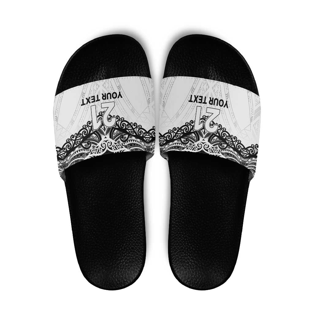 New Zealand Koru Fern Custom Slide Sandals Simple Taniko Motif - Aussie Hoodie