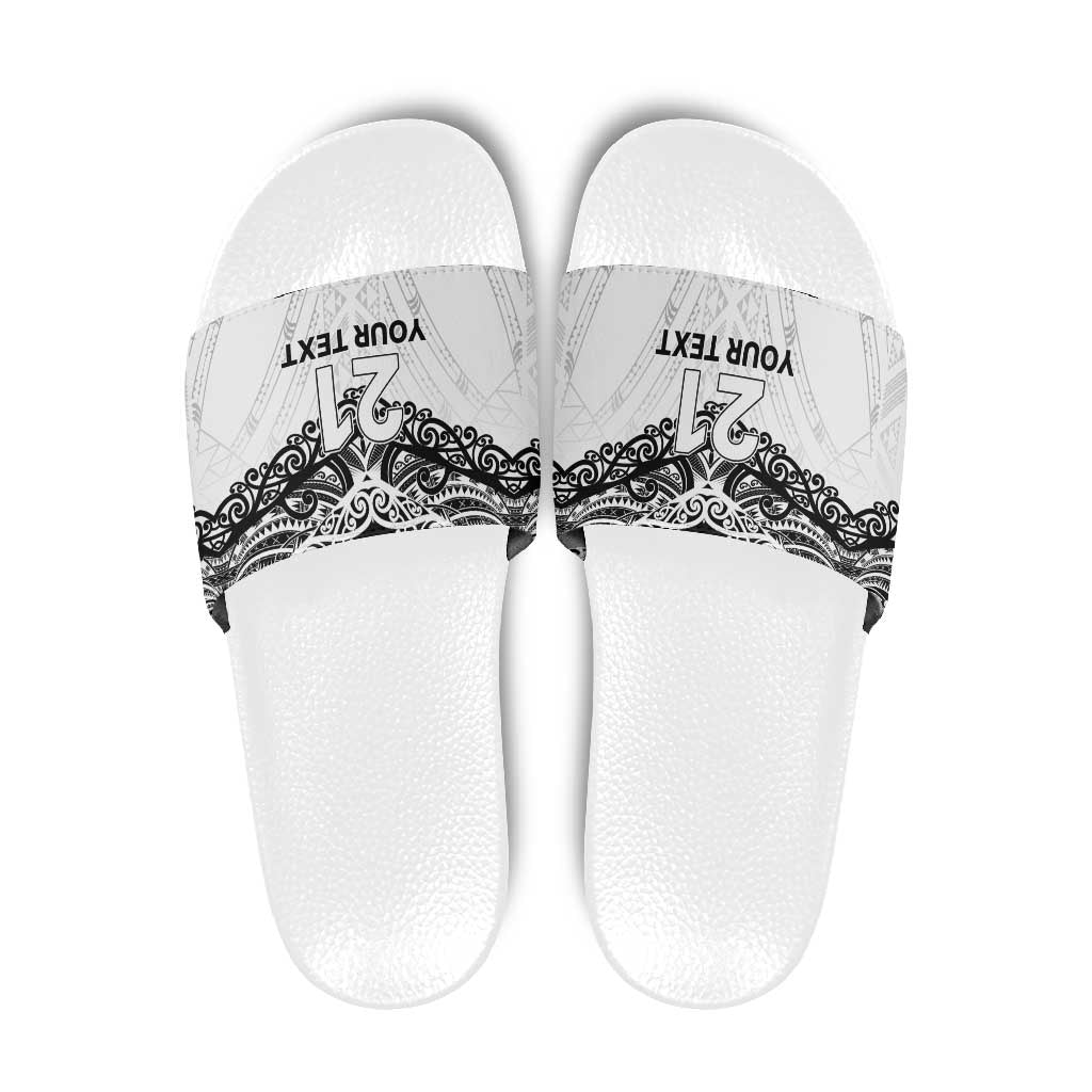 New Zealand Koru Fern Custom Slide Sandals Simple Taniko Motif - Aussie Hoodie