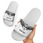 New Zealand Koru Fern Custom Slide Sandals Simple Taniko Motif - Aussie Hoodie