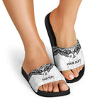 New Zealand Koru Fern Custom Slide Sandals Simple Taniko Motif - Aussie Hoodie