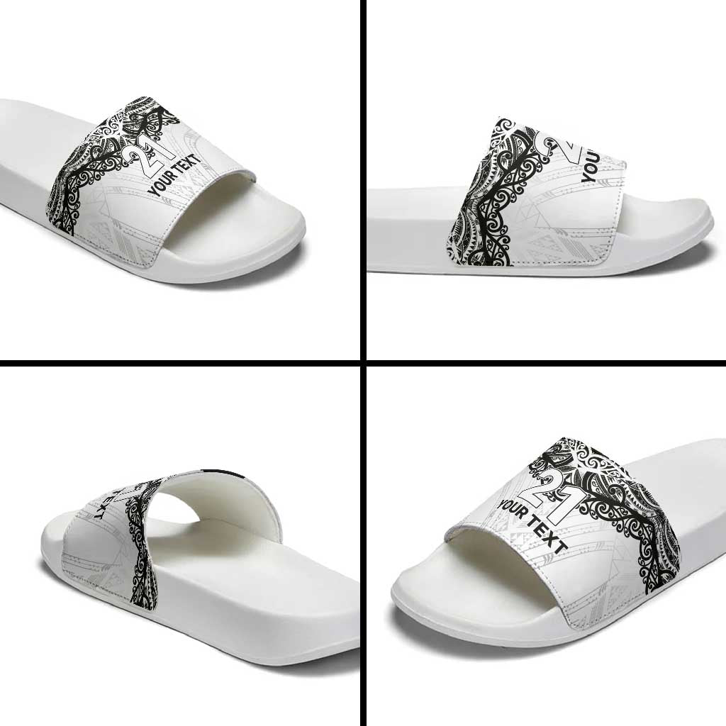 New Zealand Koru Fern Custom Slide Sandals Simple Taniko Motif - Aussie Hoodie