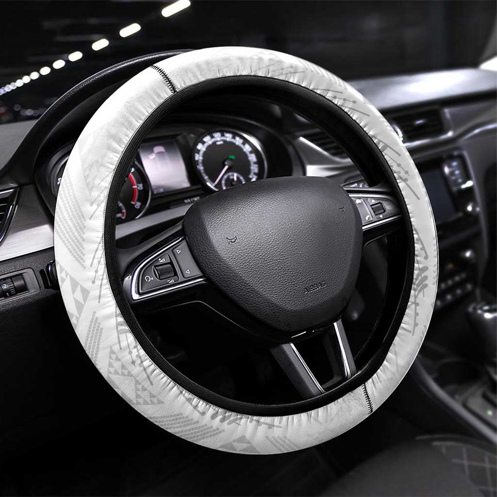 New Zealand Koru Fern Steering Wheel Cover Simple Taniko Motif