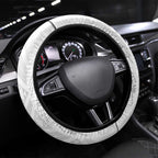 New Zealand Koru Fern Steering Wheel Cover Simple Taniko Motif