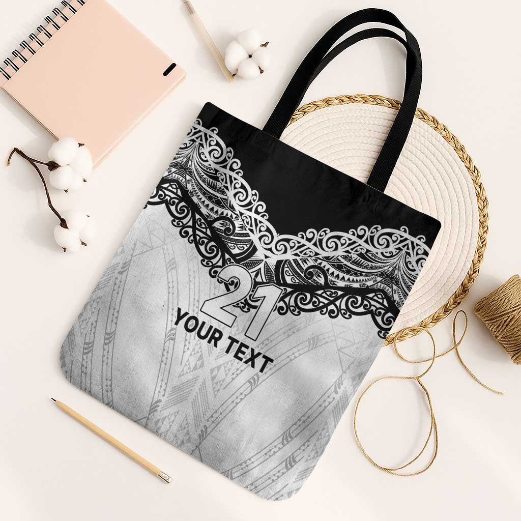 New Zealand Koru Fern Custom Tote Bag Simple Taniko Motif - Aussie Hoodie