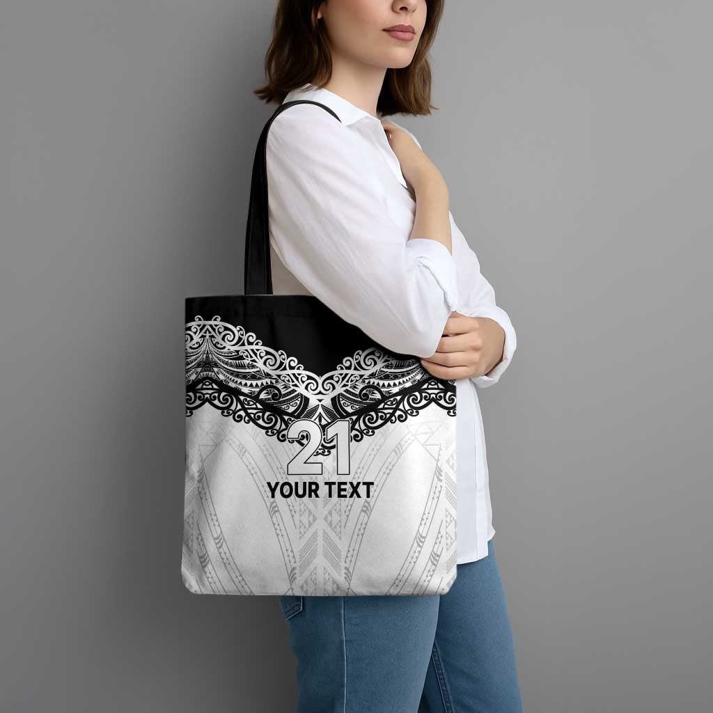 New Zealand Koru Fern Custom Tote Bag Simple Taniko Motif - Aussie Hoodie