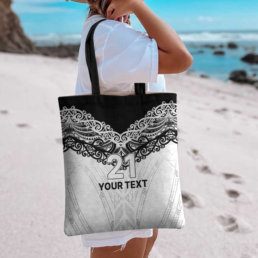 New Zealand Koru Fern Custom Tote Bag Simple Taniko Motif - Aussie Hoodie