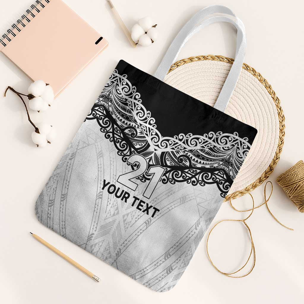 New Zealand Koru Fern Custom Tote Bag Simple Taniko Motif - Aussie Hoodie