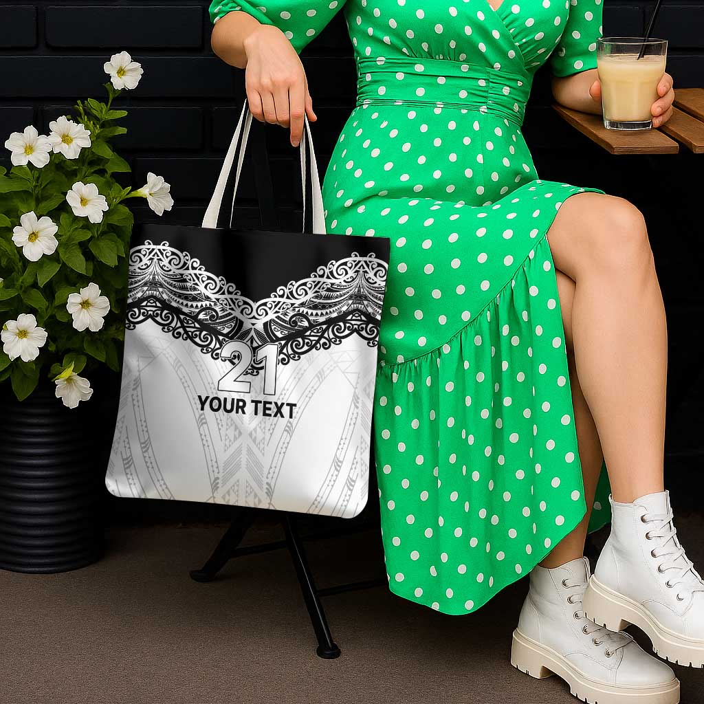 New Zealand Koru Fern Custom Tote Bag Simple Taniko Motif - Aussie Hoodie