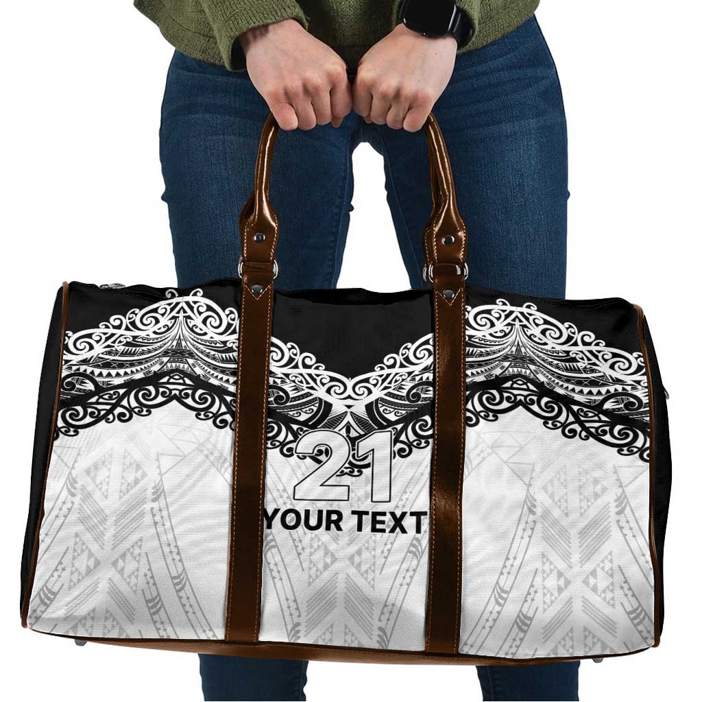 New Zealand Koru Fern Custom Travel Bag Simple Taniko Motif - Aussie Hoodie