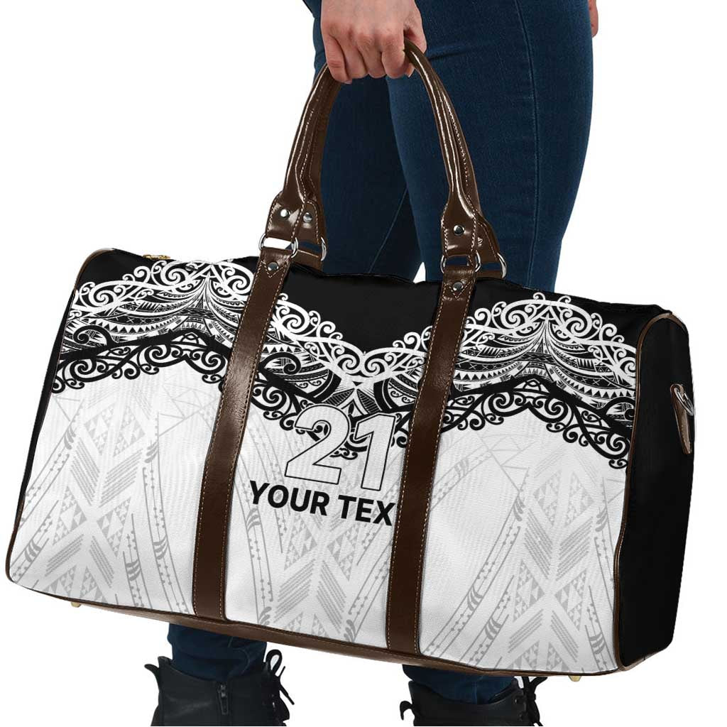 New Zealand Koru Fern Custom Travel Bag Simple Taniko Motif - Aussie Hoodie