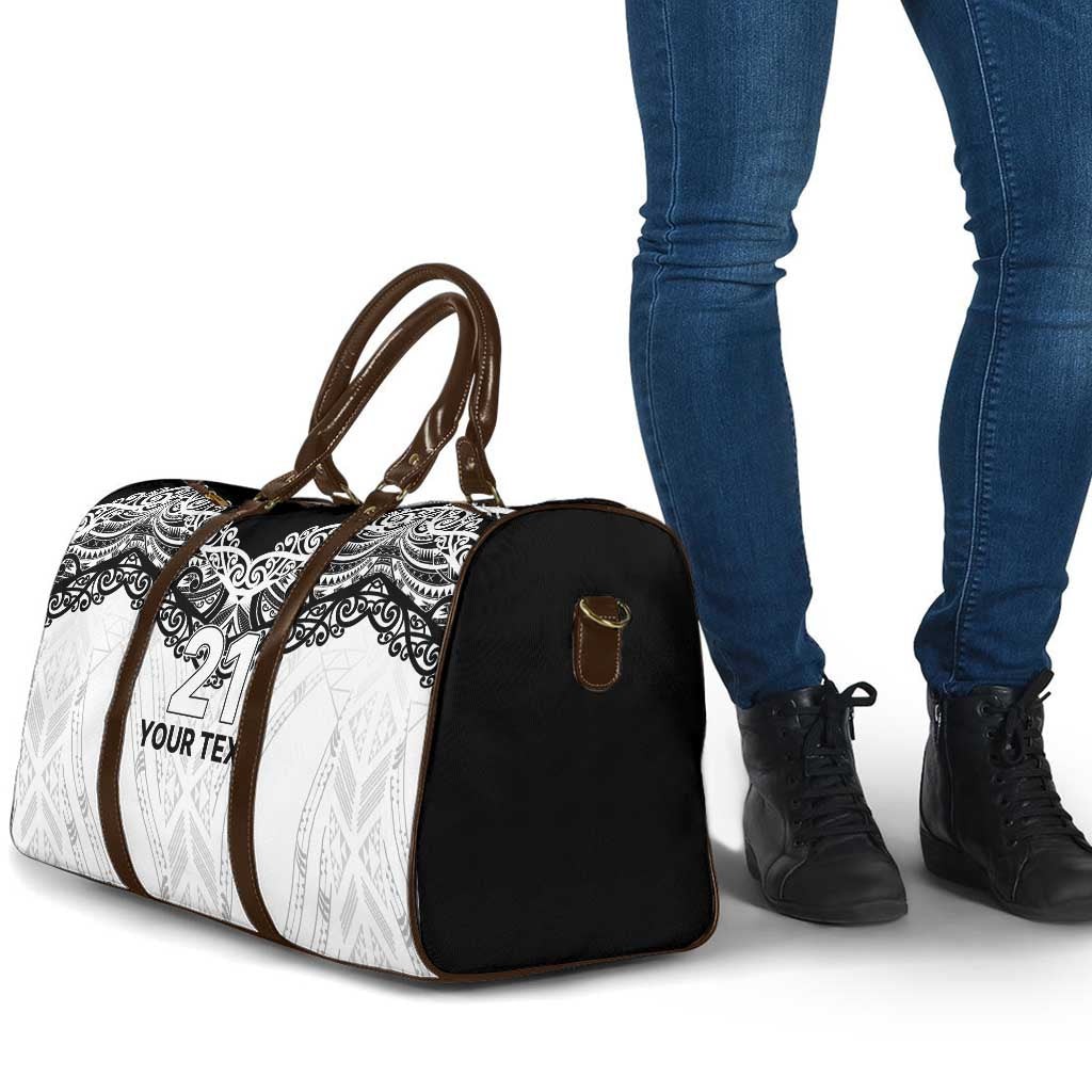 New Zealand Koru Fern Custom Travel Bag Simple Taniko Motif - Aussie Hoodie