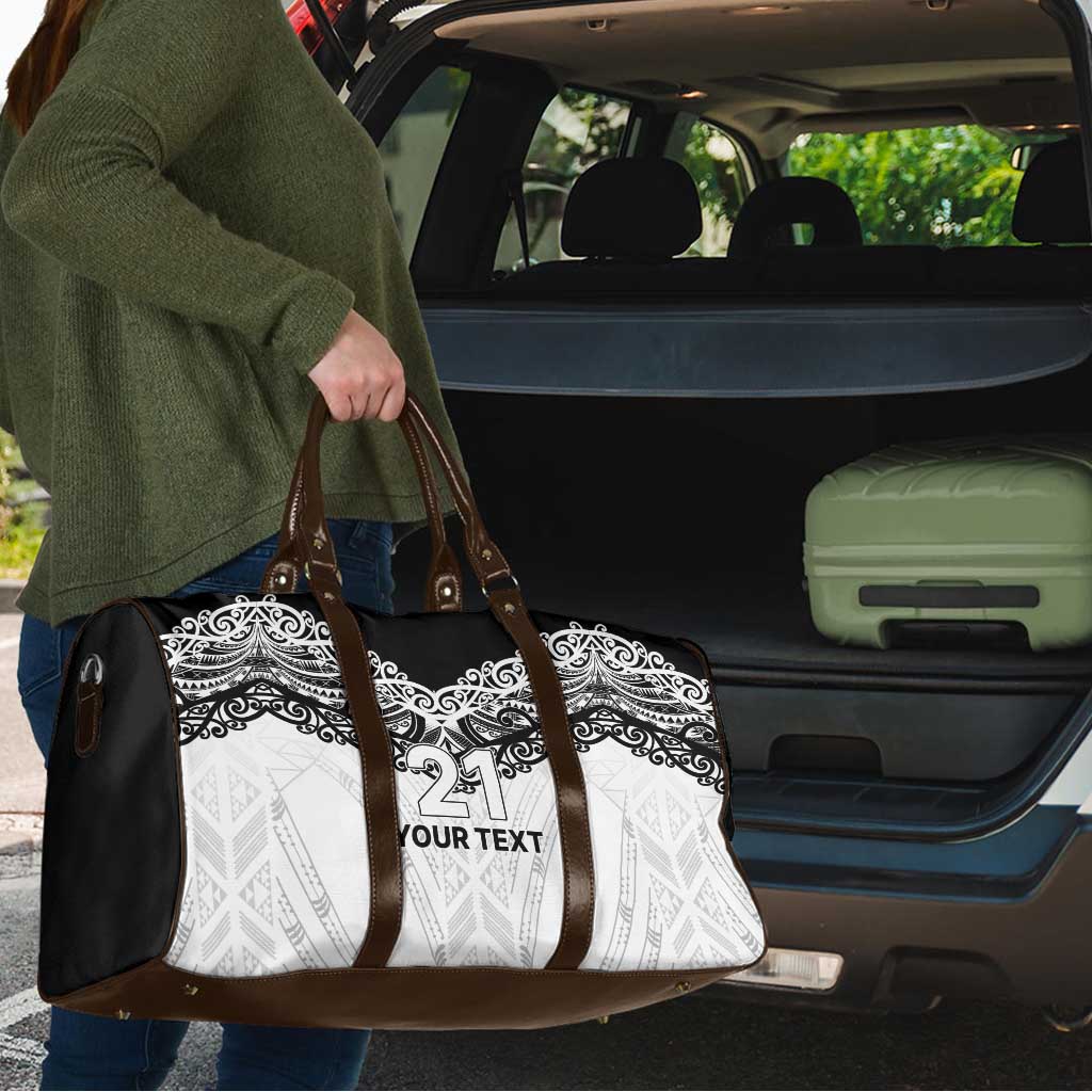New Zealand Koru Fern Custom Travel Bag Simple Taniko Motif - Aussie Hoodie