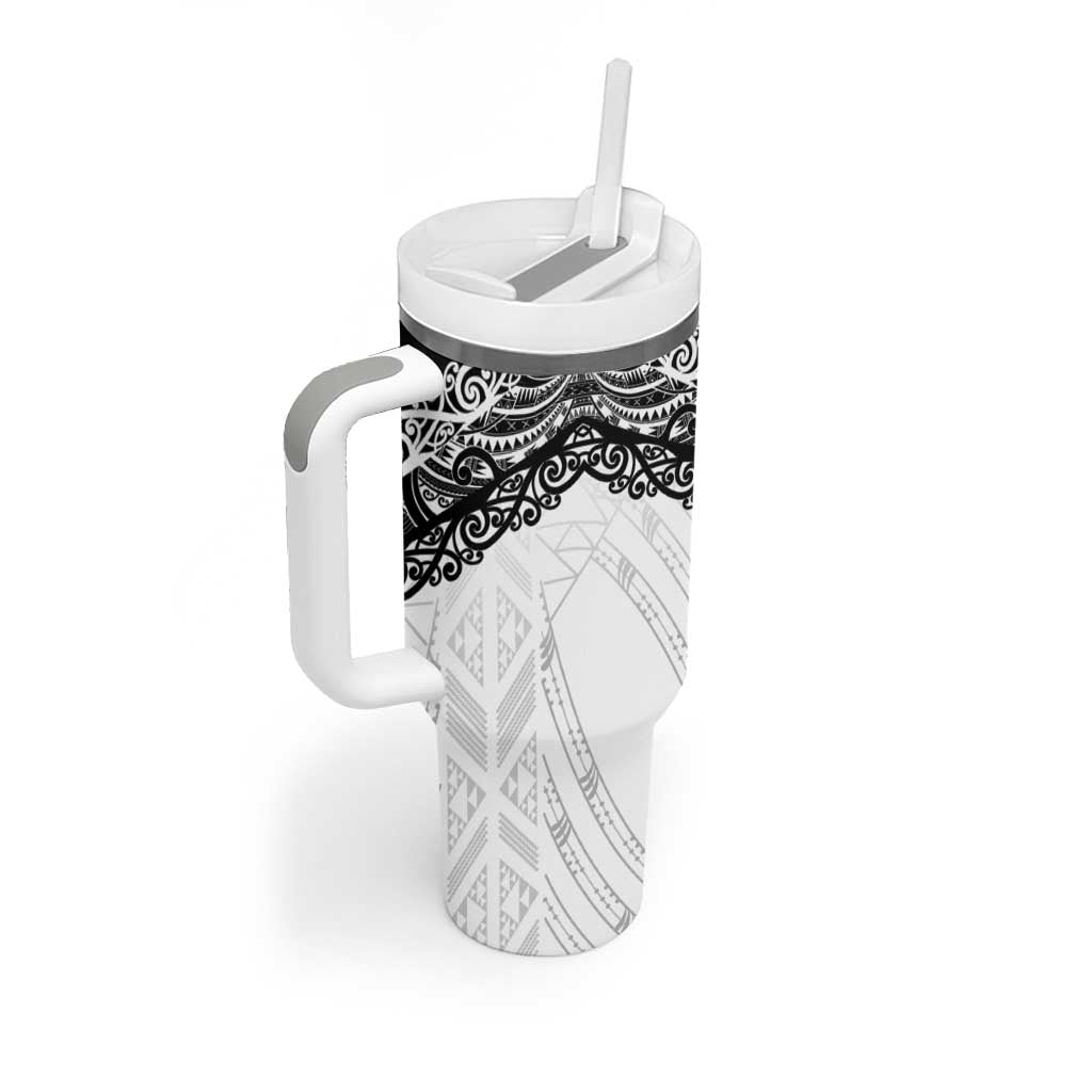 New Zealand Koru Fern Custom Tumbler With Handle Simple Taniko Motif