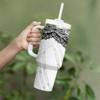 New Zealand Koru Fern Custom Tumbler With Handle Simple Taniko Motif
