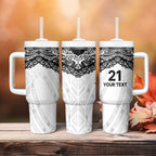 New Zealand Koru Fern Custom Tumbler With Handle Simple Taniko Motif