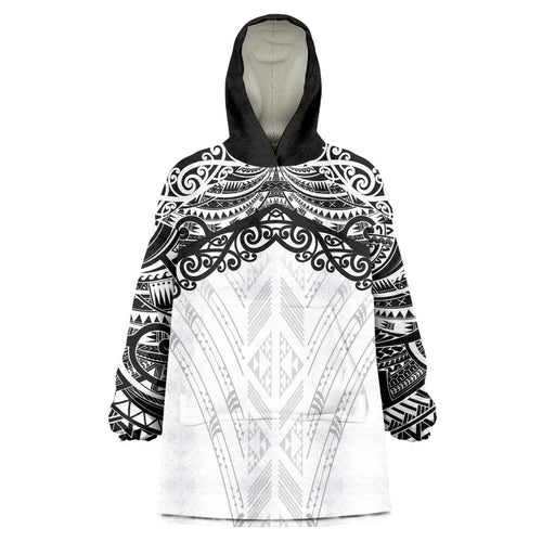 New Zealand Koru Fern Custom Wearable Blanket Hoodie Simple Taniko Motif