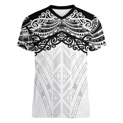 New Zealand Koru Fern Custom Women V-Neck T-Shirt Simple Taniko Motif
