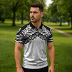 New Zealand Koru Fern Custom Zipper Polo Shirt Simple Taniko Motif - Aussie Hoodie