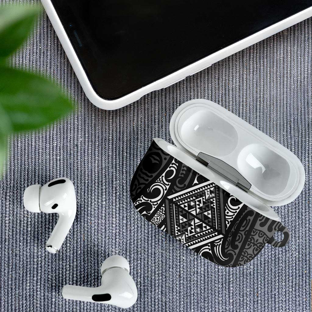 New Zealand Maori Taniko AirPods Case Black Kowhaiwhai Puhoro - Aussie Hoodie
