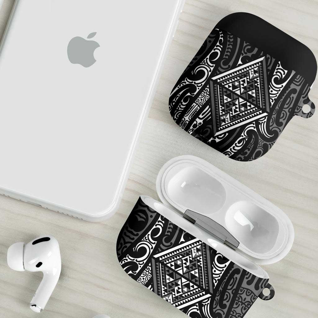 New Zealand Maori Taniko AirPods Case Black Kowhaiwhai Puhoro - Aussie Hoodie