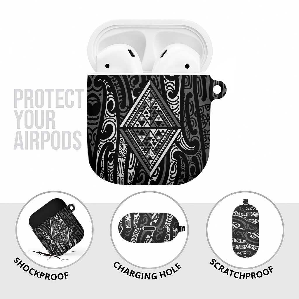 New Zealand Maori Taniko AirPods Case Black Kowhaiwhai Puhoro - Aussie Hoodie