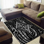 New Zealand Maori Taniko Area Rug Black Kowhaiwhai Puhoro