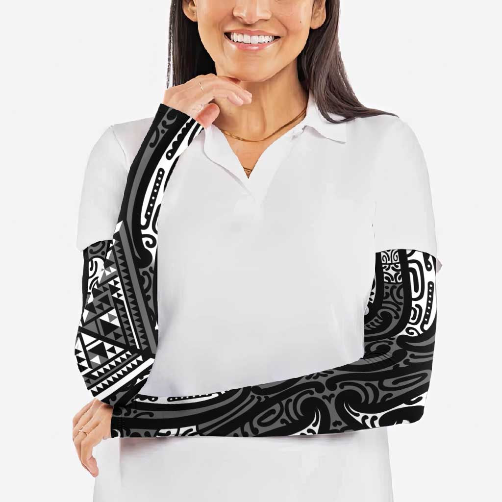 New Zealand Maori Taniko Arm Sleeves Black Kowhaiwhai Puhoro - Aussie Hoodie